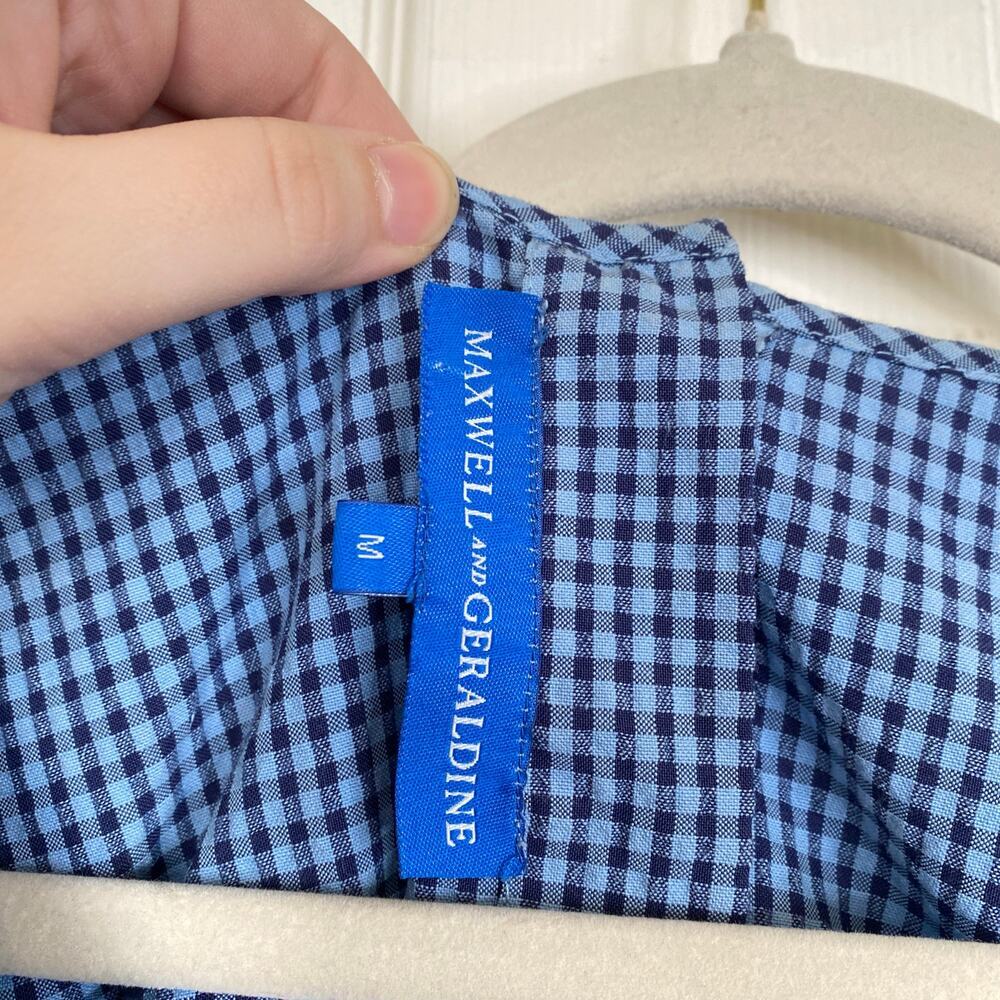 MAXWELL & GERALDINE Rose Dress Blue Gingham Size Medium Summer Seersucker Check - Picture 5 of 5